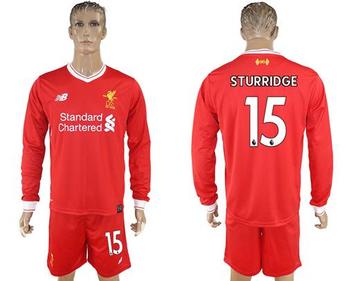 Liverpool #15 Sturridge Home Long Sleeves Soccer Club Jersey